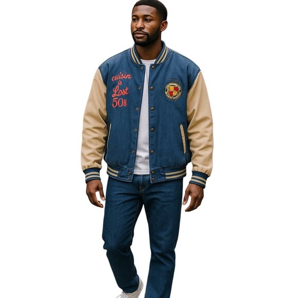 Three Rivers Authentic Denim Jacket 2XL Lost In The 50s Logo Made in USA Vintage - Picture 1 of 10